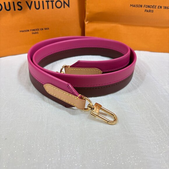 LOUIS VUITTON Cluny BB Shoulder Strap Color Pink Brown Leather Authentic - Picture 1 of 5